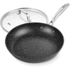 8 Inch Nonstick Frying Pan with Lid, Marble Skillet, Stone-Derived Coating,APEO & PFOA Free, with Heat-Resistant Handle - Black
