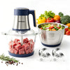 SPEHKAOO 3L Food Processor with 2 Bowls – 12 Cup Glass & Stainless Steel, 500W 5-Speed Meat Grinder & Vegetable Chopper, Electric Food Chopper for Family Cooking, Meat, Nuts, Garlic, Salsa, Guacamole - Blue