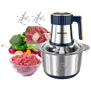 Food Processor,5-Speed Electric Food Chopper,Meat Grinder 5L(20Cups) with two 6-blade sets,500w Powerful Vegetable Chopper Used for Dough Mixing,Meat, Nuts, Fruits, Garlic And Vegetables