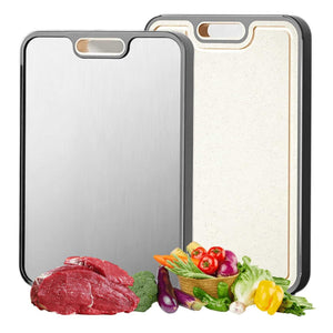 Titanium Cutting Boards for Kitchen,Pure Titanium and Wheat Straw PP Double Sided, Easy to Clean Chopping Board,Kitchen Essentials Large Size 15”×11”