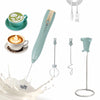 Rechargeable Milk Frother Handheld,Kitchen Essentials Hand Mixer with 3 Stainless Whisks Heads,Electric Whisk Frother for Latte, Cappuccino,Macchiato,Matcha, Egg, Milk Powder,with Stand - Green