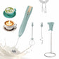 Rechargeable Milk Frother Handheld,Kitchen Essentials Hand Mixer with 3 Stainless Whisks Heads,Electric Whisk Frother for Latte, Cappuccino,Macchiato,Matcha, Egg, Milk Powder,with Stand
