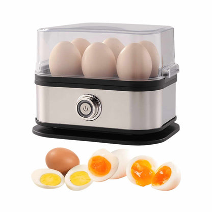 Rapid Egg Cooker 6 Eggs Capacity Electric Stainless Steel, Soft, Medium, Hard Boiled, Egg Steamer, Egg Poacher With Auto Shut-Off, BPA Free