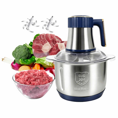 Food Processor,5-Speed Electric Food Chopper,Meat Grinder 5L(20Cups) with two 6-blade sets,500w Powerful Vegetable Chopper Used for Dough Mixing,Meat, Nuts, Fruits, Garlic And Vegetables