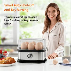 Rapid Egg Cooker 6 Eggs Capacity Electric Stainless Steel, Soft, Medium, Hard Boiled, Egg Steamer, Egg Poacher With Auto Shut-Off, BPA Free