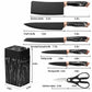 Kitchen Block Knife Set 7Pcs with Sharpener, Forged Cutlery with Razor-Sharp Stainless Steel Blades Anti-Rust Kitchen Knife Block Set, Ergonomical Design