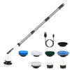 1Pc Electric Spin Scrubber Cordless Rechargeable Telescopic Cleaning Brush 8 Replaceable Heads 2 Speed Adjustable Extension Arm Bathroom Tub Tile Floor - White