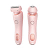 2 In 1 Hair Removal Epilator USB Rechargeable Trimmer Women Body Razor Face Leg Armpit Bikini Hand Pubic Shaver Hair Remover - Pink