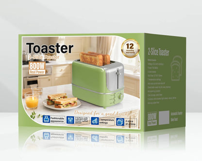 2 Slice Wide Slot Toaster with 7 Preset Temperature and Defrost Small Household Bread Maker Sandwich Maker Toaster
