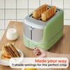 2 Slice Wide Slot Toaster with 7 Preset Temperature and Defrost Small Household Bread Maker Sandwich Maker Toaster - Green