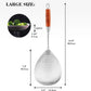 Silver Large Strainer Spoon 201 Stainless Steel Long Handle Heat-Resistant Skimmer for Noodles Draining Oil and Water