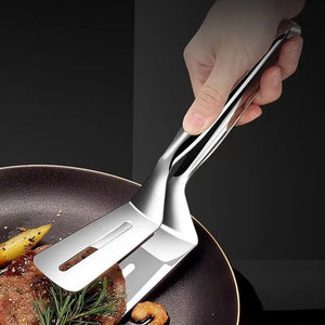 Professional Stainless Steel Food Turner&Tongs,Non-Slip Heat Resistant for Grilling Steak Fish,Multi-PurposeKitchen Flipper Tool
