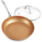 8 Inch Nonstick Frying Pan with Lid, Marble Skillet, Stone-Derived Coating,APEO & PFOA Free, with Heat-Resistant Handle