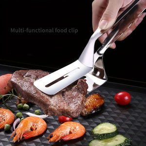 Professional Stainless Steel Food Turner&Tongs,Non-Slip Heat Resistant for Grilling Steak Fish,Multi-PurposeKitchen Flipper Tool