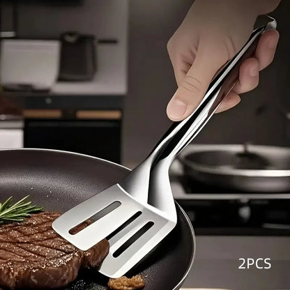 2-Pack Long Kitchen Tongs – Stainless Steel Heat-Resistant Turner Set for Grilling, Frying & Oven Use