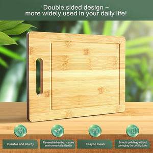 Bamboo Cutting Board - Thickened Kitchen Chopping Board for Meat, Vegetables & Fruit