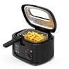 1500W Electric Deep Fryer with Adjustable Temperature Control, 2.5L Non-Stick Basket & Viewing Window, Removable Lid - Black