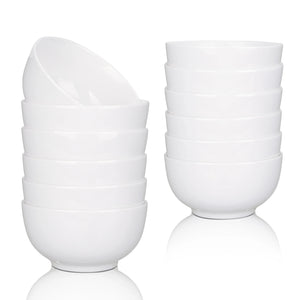 10 Ounce Porcelain Bowls Set 8 Pack Premium White Ceramic Bowls for Cereal, Soup, Salad, Pasta, Microwave & Dishwasher Safe