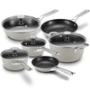 10-Piece Nonstick Induction Cookware Set - Pots and Pans Compatible with All Stoves - Gray