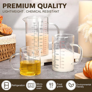 High Borosilicate Glass Measuring Cups Clear Glass Scale Cup With Handle V Shaped Spout Kitchen Glass Measuring Beaker
