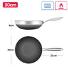 316 Stainless Steel Wok Pan Nonstick Honeycomb Wok Pan Large Deep Stir Frying Pan Skillet With Handle Induction & Gas Stove Compatible - 30 cm