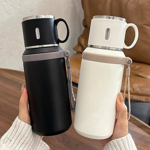 600ml Stainless Steel Coffee Cup Travel Thermal Mug Leak-Proof Thermos Bottle Tea Coffee Mug Office Business Style Thermos