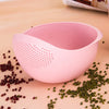 Colander Drain Basket with Handle - Rice & Fruit Washing Bowl, Kitchen Organize - Pink