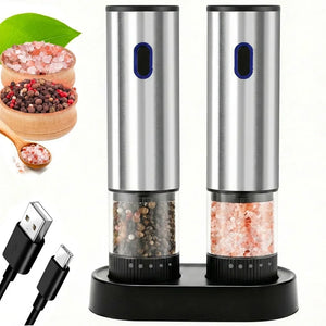 Electric Salt and Pepper Grinder Automatic Rechargeable Pepper Mill Shakers External Adjustable Coarseness